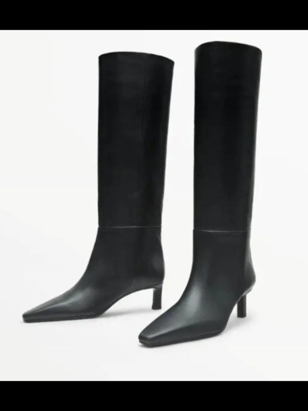 Massimo Dutti Black Over-the-Knee Pointed-Toe Boots